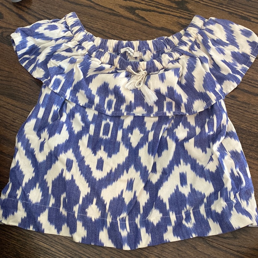 Madewell Balcony Off-the-Shoulder Top Ikat Print